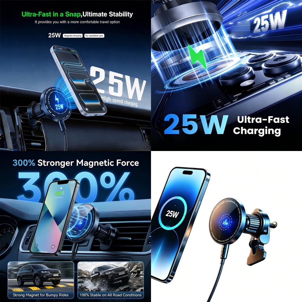 Phone Cooling Fan - 마그네틱 25W 무선 차량용 충전기 아이폰