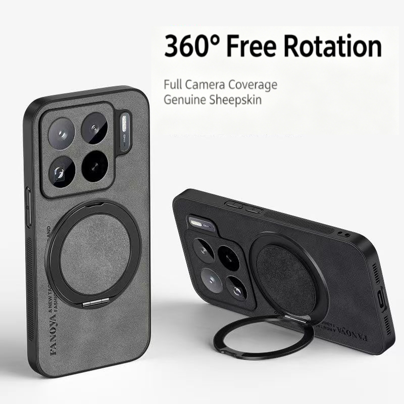 Phone Accessories Ring Holder - 양가죽 PU 가죽 마그네틱 폰 케이스