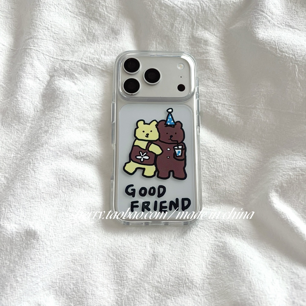 Yellow Phone Accessories - 귀여운 노란색 & 갈색 곰돌이 아이폰