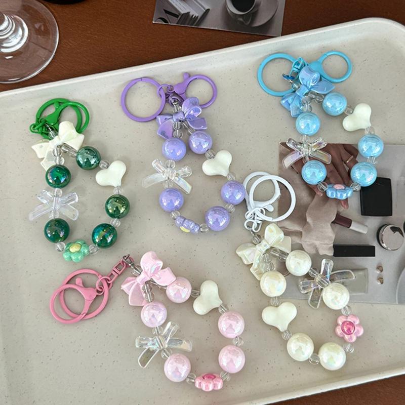 새로운 캔디 컬러 하트 리본 비즈 폰 체인 1개 귀여운 - Phone Accessories For Teen Girls 리뷰 및 가격