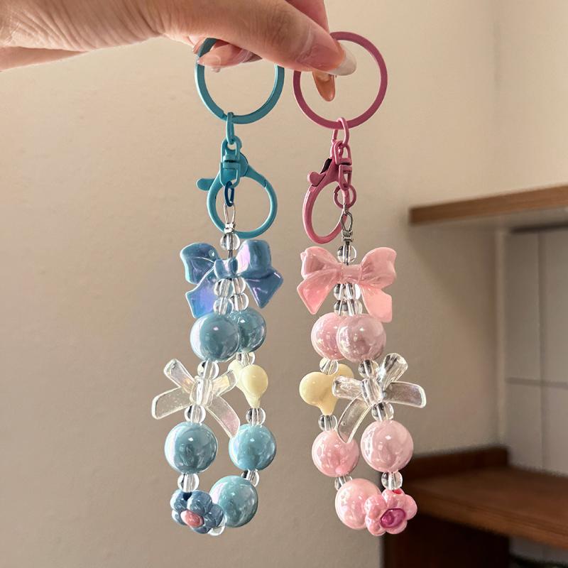 새로운 캔디 컬러 하트 리본 비즈 폰 체인 1개 귀여운 - Phone Accessories For Teen Girls 리뷰 및 가격