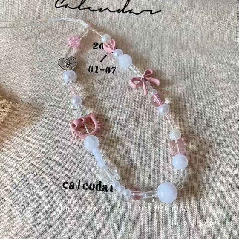 렌디 Y2K 핑크 리본 키티 비즈 폰 스트랩, 투명 멀 - Phone Accessories For Teen Girls 리뷰 및 가격
