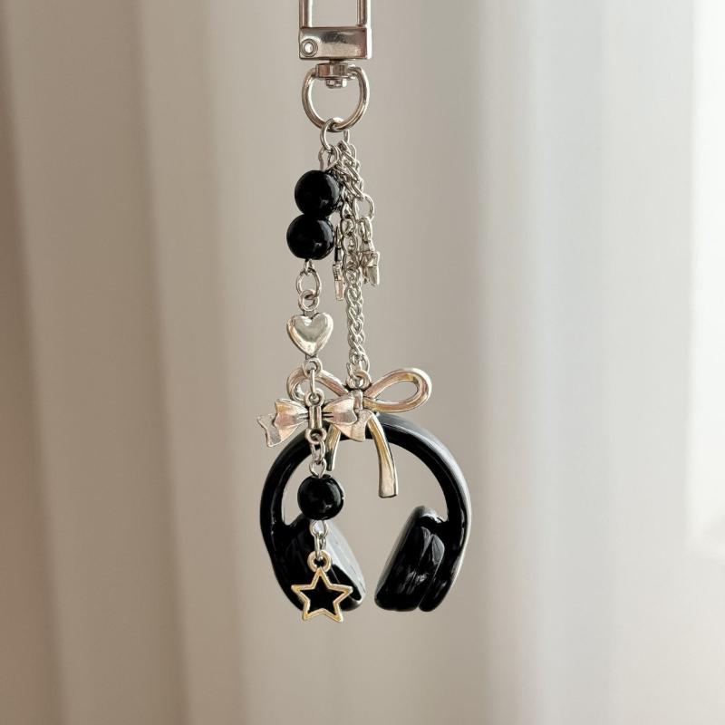 【IIOO】2개/세트 음악 이어폰 모양 열쇠고리 실버  - Phone Accessories For Teen Girls 리뷰 및 가격