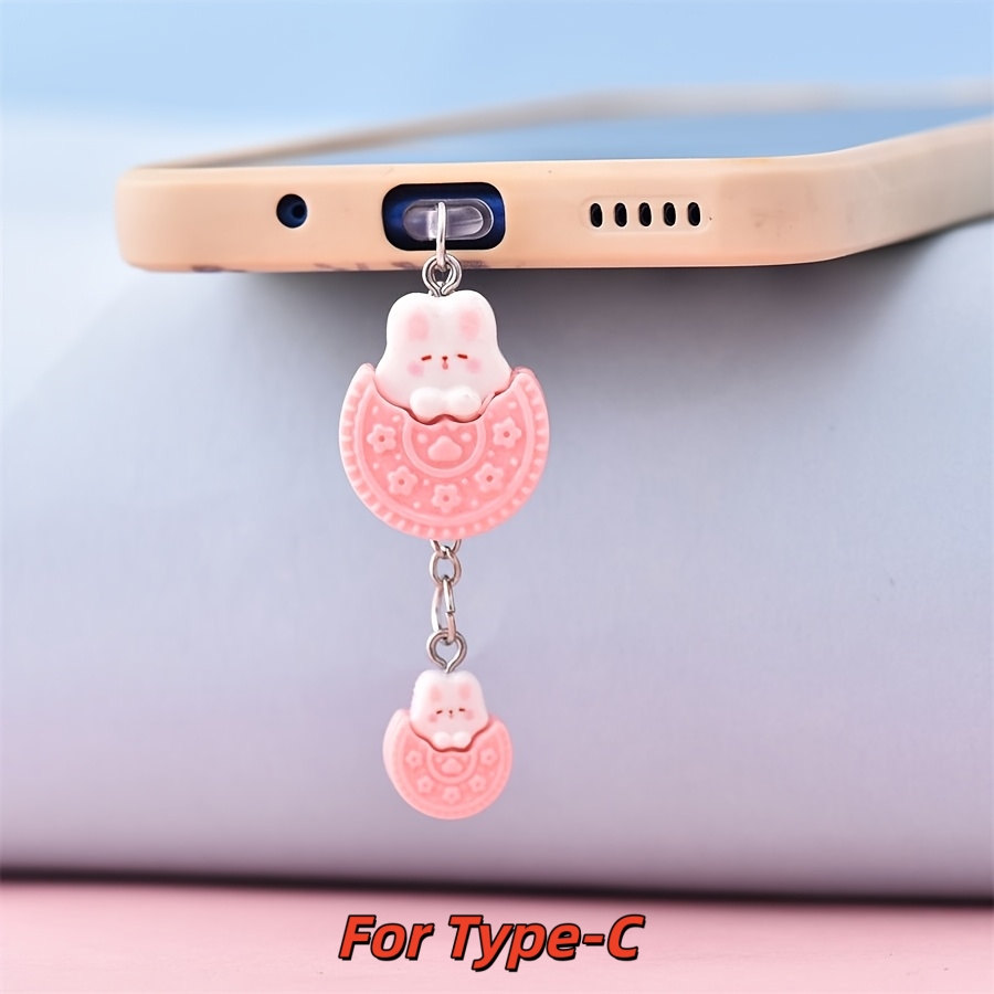 휴대폰 먼지 플러그, 핑크 비스킷 토끼 펜던트, 휴대폰 - Yellow Phone Accessories 리뷰 및 가격