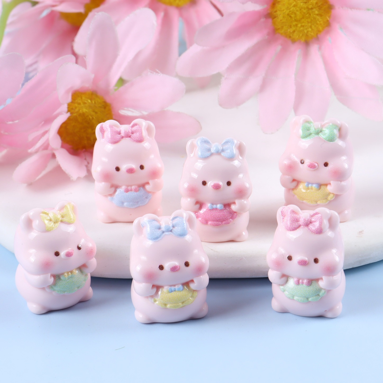 6PCS 혼합 귀여운 돼지 레진 참 플랫백 DIY 헤어 - Yellow Phone Accessories 리뷰 및 가격