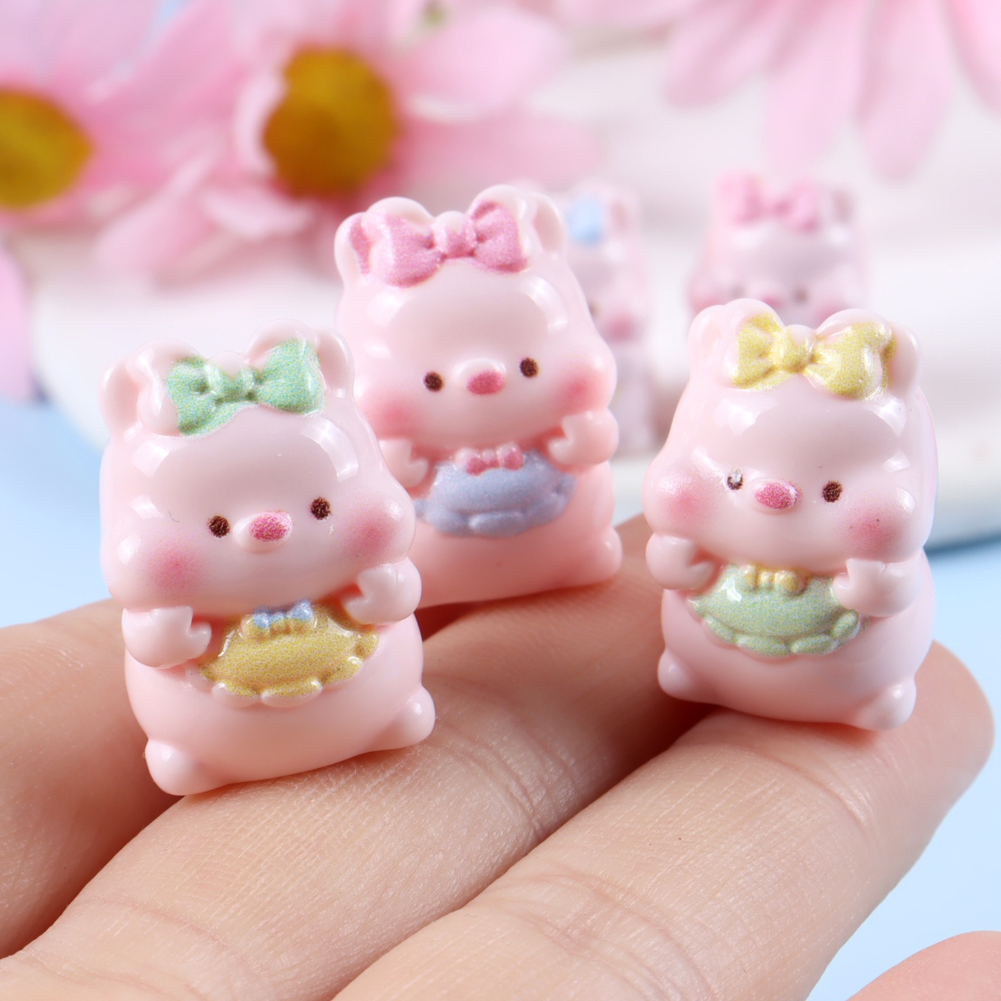 6PCS 혼합 귀여운 돼지 레진 참 플랫백 DIY 헤어 - Yellow Phone Accessories 리뷰 및 가격