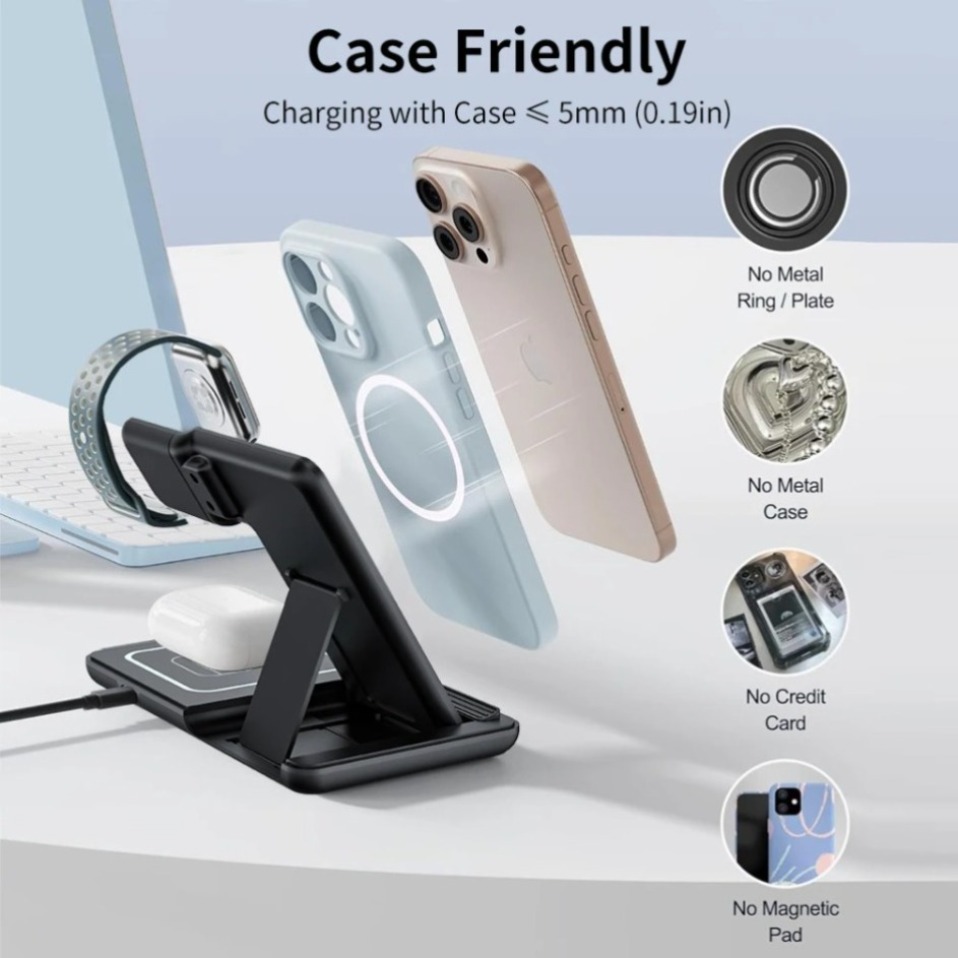 야간 LED 조명 3 in 1 무선 충전기 접이식 스탠 - Phone Cooling Fan 리뷰 및 가격
